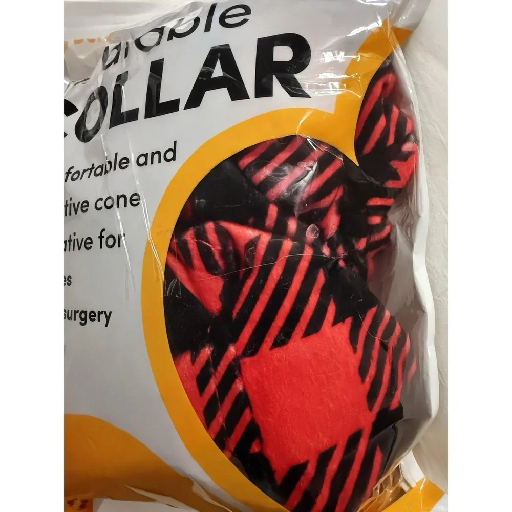 BENCMATE Inflatable Dog Recovery Collar Large+ Red Plaid Cone After Surgery New
